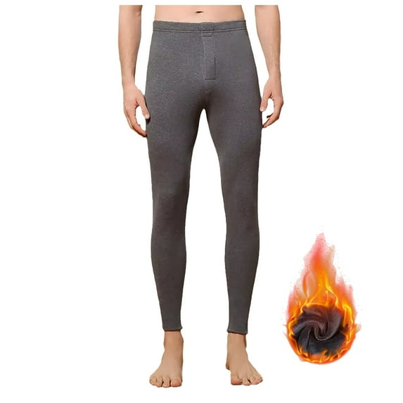 GHSOHS Men's Lightweight Fleece Lined Leggings Thin Thermal Tight Stretch Baselayer Pants Fall Winter Comfort Sleepwear Thermal Pants Legging Grey,XL