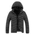 thumbnail image 1 of GHSOHS Men's Packable Lightweight Coat Down Jacket Casual Slim Warm Lined Padded Outerwear Removable Hat Outdoor Jackets(Black,4XL), 1 of 3