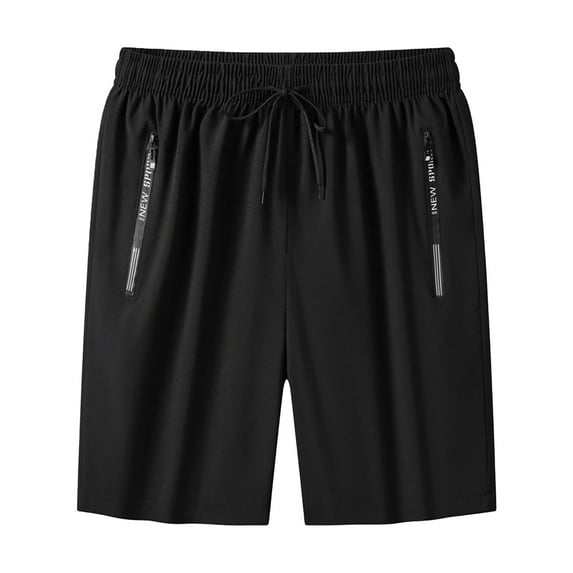GHSOHS Men's Running Shorts Large Size Summer Casual Shorts Breathable Ice Silk Athletic Loungewear Beachwear Sporty Gym Shorts with Pockets,Black M