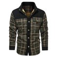 thumbnail image 1 of GHSOHS Men's Winter Wool Plaid Shirt Lined Jacket Fall Casual Turn Down Collar Flannel Coat Cardigan Plus Size Pocket Outerwear 3XL, 1 of 2