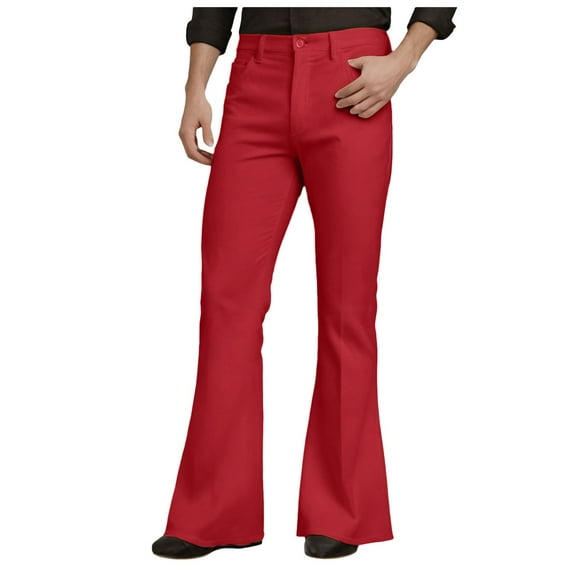 GHSOHS Mens Bell Bottom Pants Vintage Relaxed Stretch Comfort Flared Trousers Retro Business Casual Disco Pants for Men with Pocket