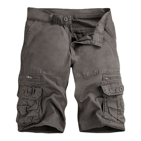GHSOHS Mens Camo Cargo Shorts Relaxed Fit Multi-Pocket Outdoor Cargo Shorts Cotton Casual Work Shorts Knee Length Capri Pants Sports Cargo Shorts without Belt,Dark Gray 34