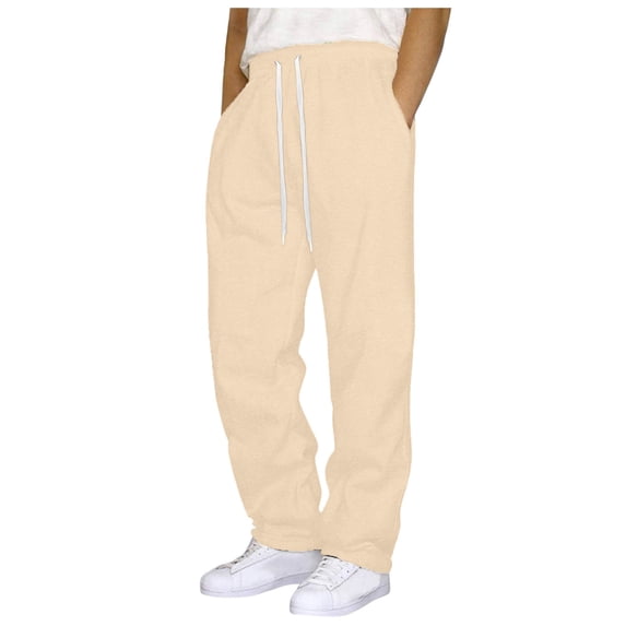 GHSOHS Mens Casual Cargo Sweatpants Fleece Lined Joggers Pants High Waisted Drawstring Relaxed Fit Cargo Sweat Pants Sports Trousers