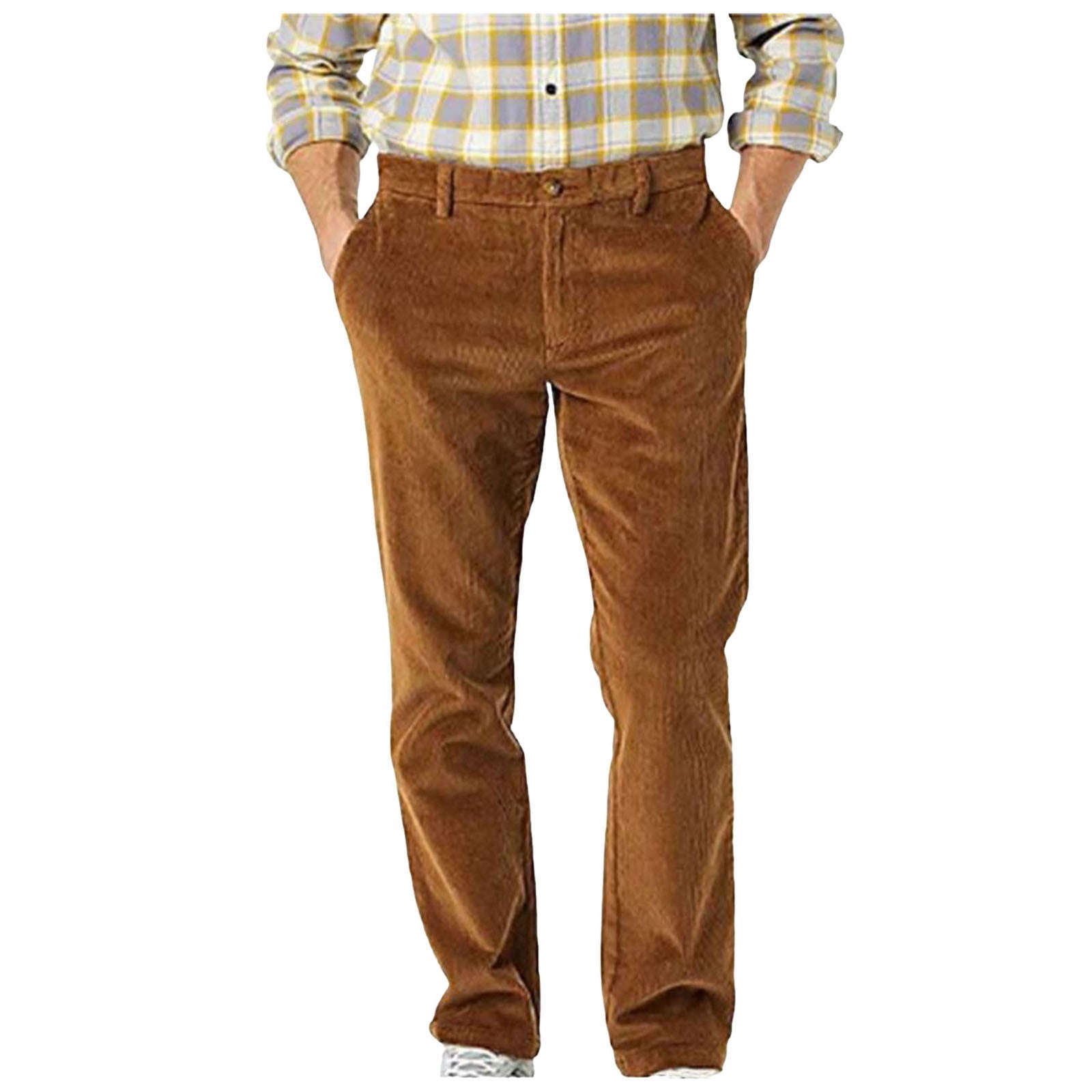 GHSOHS Mens Corduroy Cargo Pants Vintage Slacks Casual Loose Straight ...