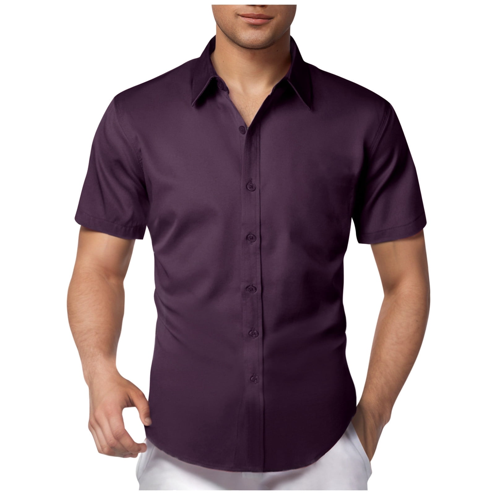GHSOHS Mens Dress Shirts Golf Shirts for Men Purple Dress Shirts Long ...
