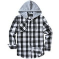 thumbnail image 1 of GHSOHS Mens Flannel Plaid Shirts Hooded Jackets Fall Winter Vintage Fashion Long Sleeve Drawstring Button Shirts Cardigan Coat(XL,Silver), 1 of 2