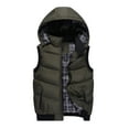 thumbnail image 1 of GHSOHS Mens Outdoor Vest Coats Casual Plaid Quilted Lined Cotton Jacket Sleeveless Zipper Pocket Detachable Hooded Outerwear Vests(A-Green,XL), 1 of 3