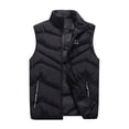 thumbnail image 1 of GHSOHS Mens Outdoor Vest Coats Large Size Casual Stand Collar Sleeveless Jacket Down Vests Lightweight Windproof Padded Outerwear(Black,M), 1 of 4