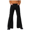 thumbnail image 1 of GHSOHS Mens Retro 70S Disco Pants Corduroy Bell Bottom Pants with Pockets Vintage Slim Fit Flared Trousers 60s Classic Comfort Cotton Work Pants Black,M, 1 of 6