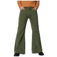 thumbnail image 1 of GHSOHS Mens Retro 70S Disco Pants Corduroy Bell Bottom Pants with Pockets Vintage Slim Fit Flared Trousers 60s Classic Comfort Cotton Work Pants Green,XL, 1 of 6