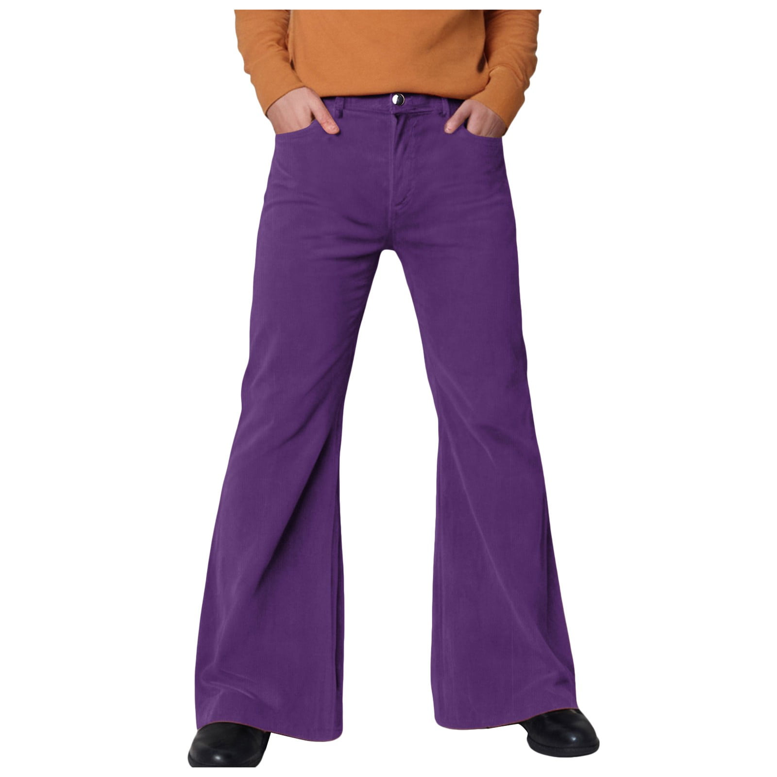 GHSOHS Mens Retro 70S Disco Pants Corduroy Bell Bottom Pants