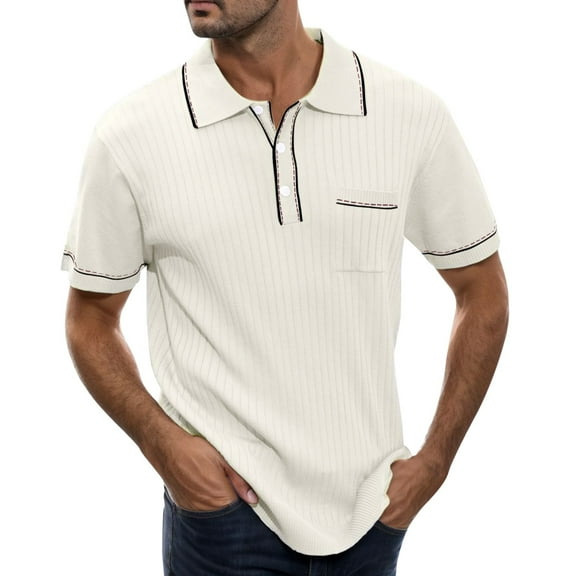 GHSOHS Mens Shirts Clothes Nice Shirts for Men Beach Tops T-Shirts Mens White Dress Shirt Spring and Summer Thick Jacquard Short Button Knit Print Top Shirt Mens Dress Shirts Lapel Long Sleeve Shirts