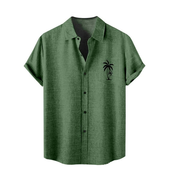 GHSOHS Mens Shirts Festival Long Sleeve Shirts for Men Button Down Shirt Men Short Sleeve Men's Floral Shirts Button Down Tropical Holiday Beach Shirts Hawaiian Shirt Summer Beach Dress Shirts M