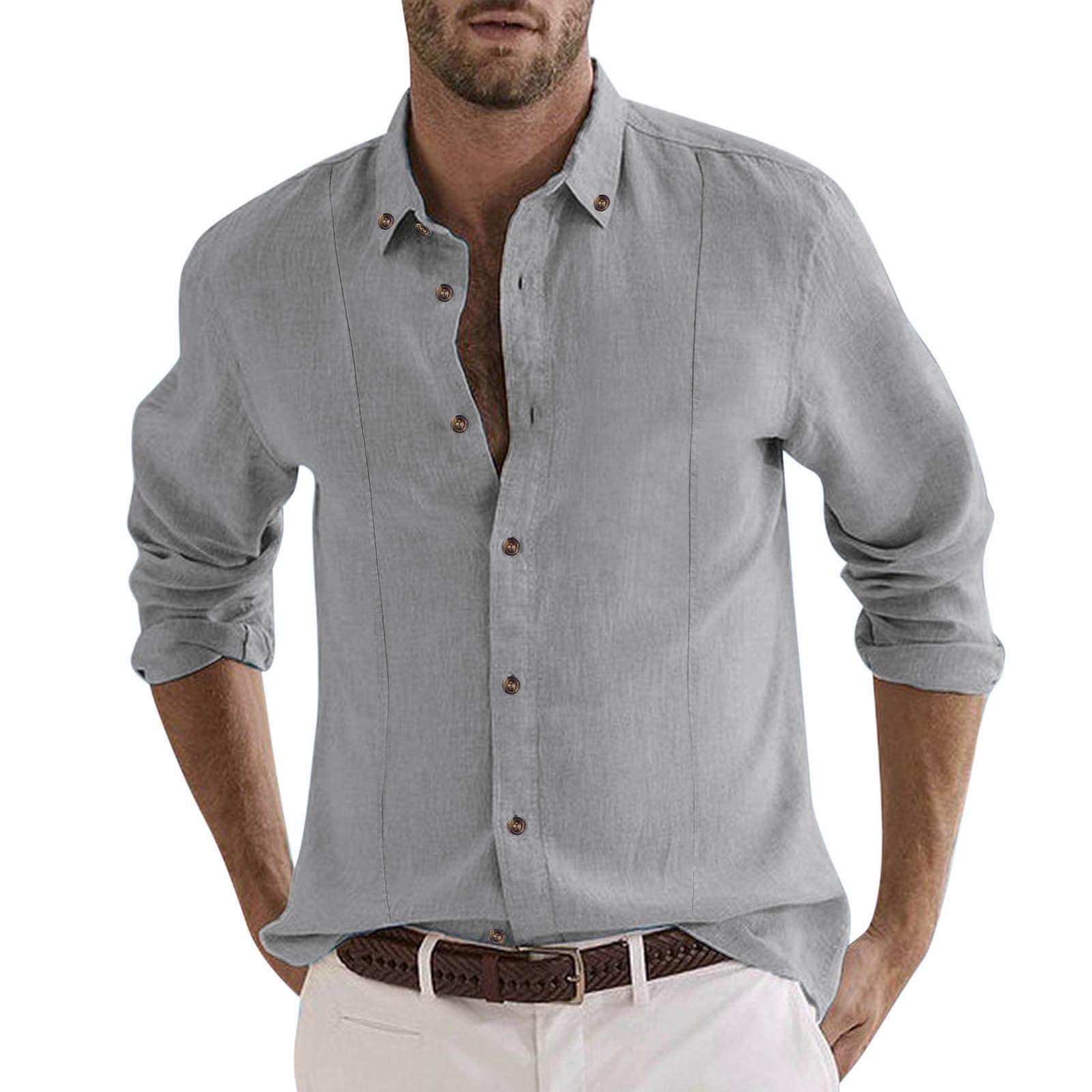 GHSOHS Mens Shirts Grey Tops Blouse Men's Black Dress Shirt Male Casual ...