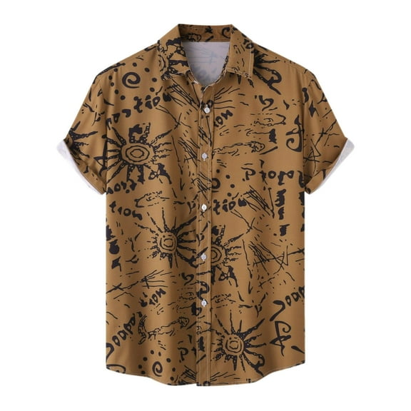 GHSOHS Mens Shirts Khaki Tops Blouse Men's Short Sleeve Button Down Shirt Men's Hawaiian Shirt Casual Lapel Short Sleeve Button Down Shirts Fashion Large Size Summer Beach Shirts Dress Shirt Whit,L