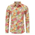 thumbnail image 1 of GHSOHS Mens Shirts No Tuck Shirts for Men Casual Tops T-Shirts Men's Shirts Short Sleeve Hippie Men's 70s Disco Hop Button Flower Retro Long Sleeve Shirt Beach Shirts for Men Lapel Long Sleeve Shirts, 1 of 2