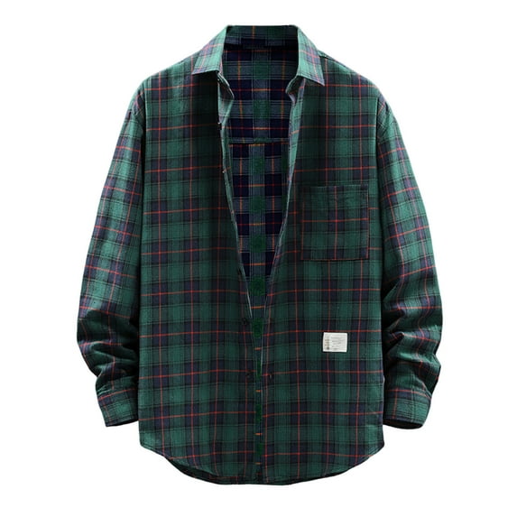 GHSOHS Mens Shirts Western Shirts for Men Fashion Camisas Tops Cowboy Shirt Flannel Plaid Shirts Spring Fall Fashion Casual Check Pocket Button Long Sleeve Shirt Oversized Cardigan Shirts for Men