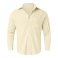 GHSOHS Mens Shirts Yellow Shirts for Men Linen Long Sleeve Dress Shirts