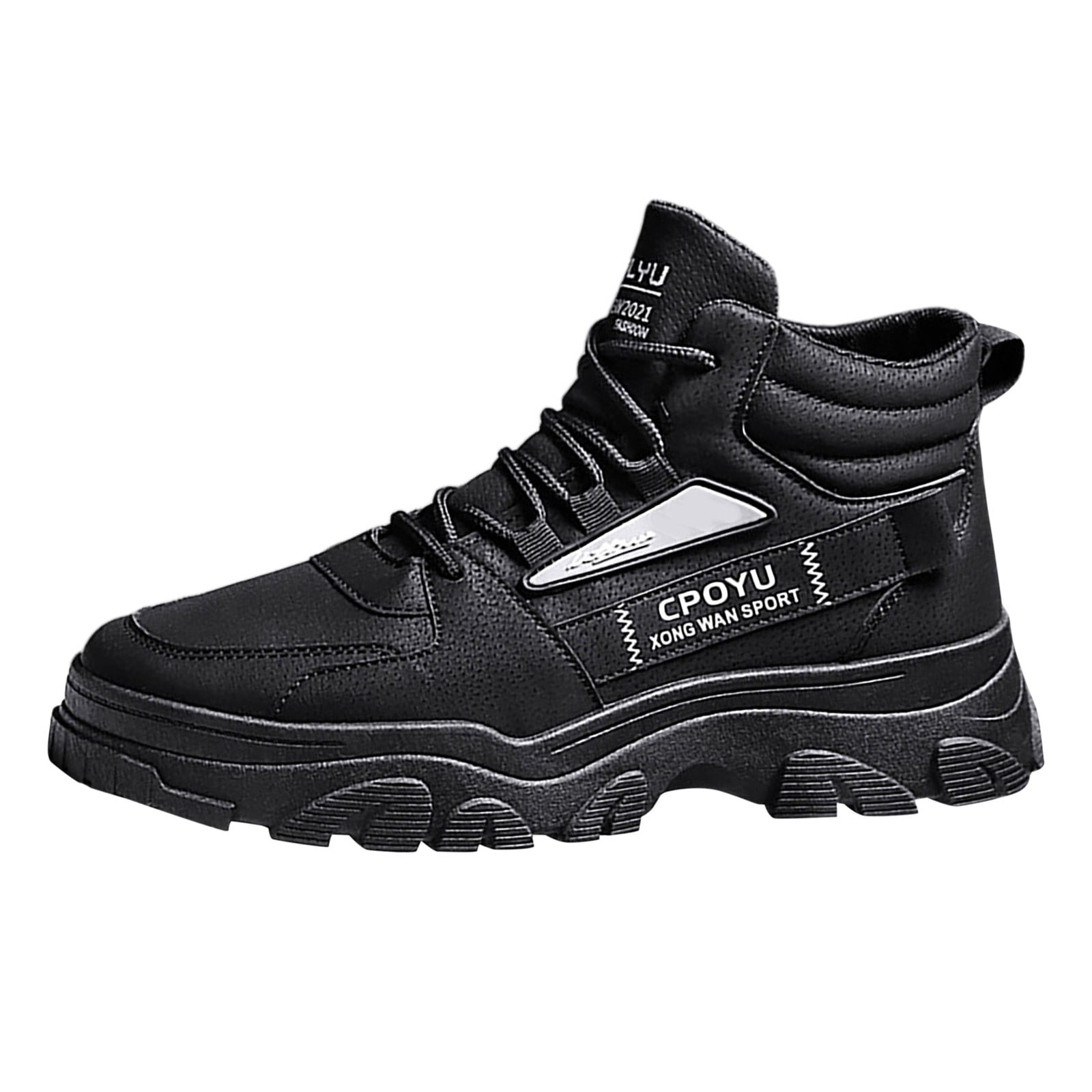 Mens Shoes Casual Sneakers for Men High Top Slip on Sneakers Men's Fashion Sneakers Walking Sneakers Non Slip Work Shoes Comfortable Leather Tennis Shoes Sports Running Shoes Size 42