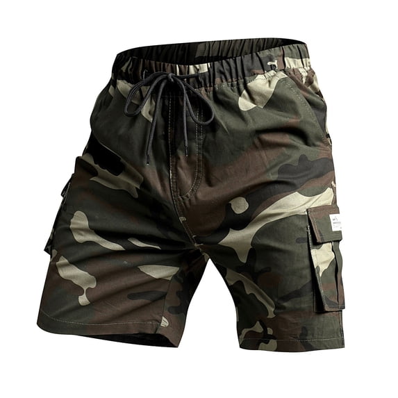GHSOHS Mens Shorts Camouflage Swim Trunks Lightweight Large Size Male Drawstring Plus Size Summer Camo Shorts Multi Pockets Cargo Pants Flat Front Shorts,3XL