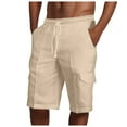 thumbnail image 1 of GHSOHS Mens Shorts Khaki Swim Shorts Casual Large Size Men Pants Shorts Fashionable Casual Cargo Shorts Multi Pocket Drawstring Pants Men's Beach Shorts,L, 1 of 4