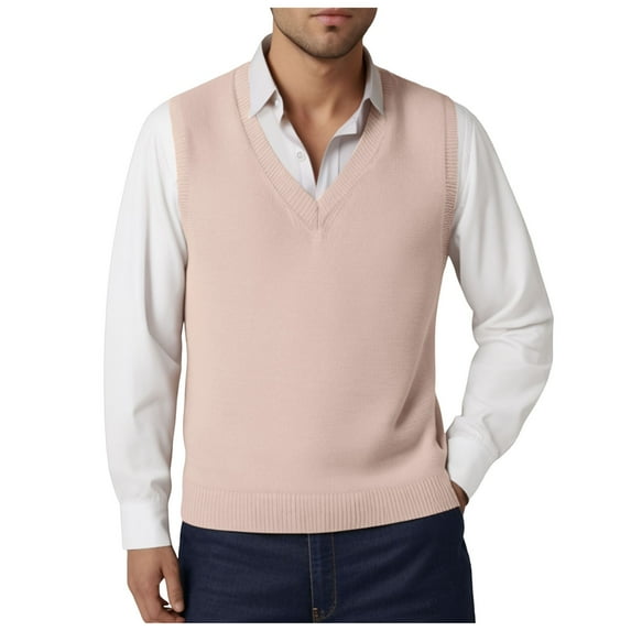 GHSOHS Mens Sweater Casual Hoodies Beige Sweaters for Men Sweater Vest V Neck Solid Color Casual Slim Sleeveless Vest Youth Knitted Sweater For Men Raglan Sleeve Knitwear Sweater for Men Cardigan,L