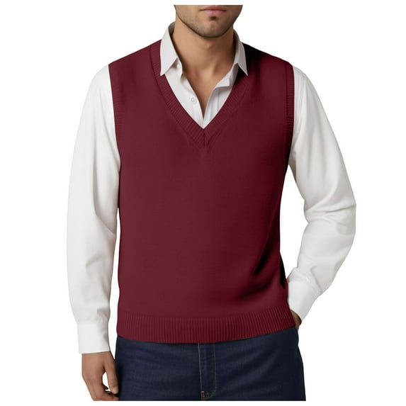 GHSOHS Mens Sweater Vintage Hoodies Red Sweaters for Men Sweater Vest V Neck Plain Casual Slim Sleeveless Vest Youth Knitted Sweater For Men Raglan Sleeve Knitwear Sweater Men Sweater Jackets,L