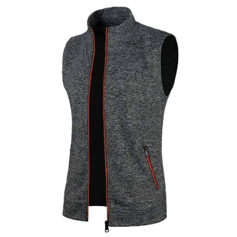 GHSOHS Mens Sweaters Coat Vest Slim Fit Knitted Full-Zip Stand