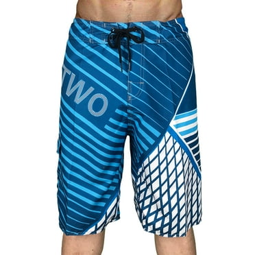 GHSOHS Mens Swim Trunks Long Beach Shorts Quick Drying Surf Board Shorts Swimming Trunks with Mesh Lining Drawstring Pockets Sports Shorts Bathing Suits,Blue L
