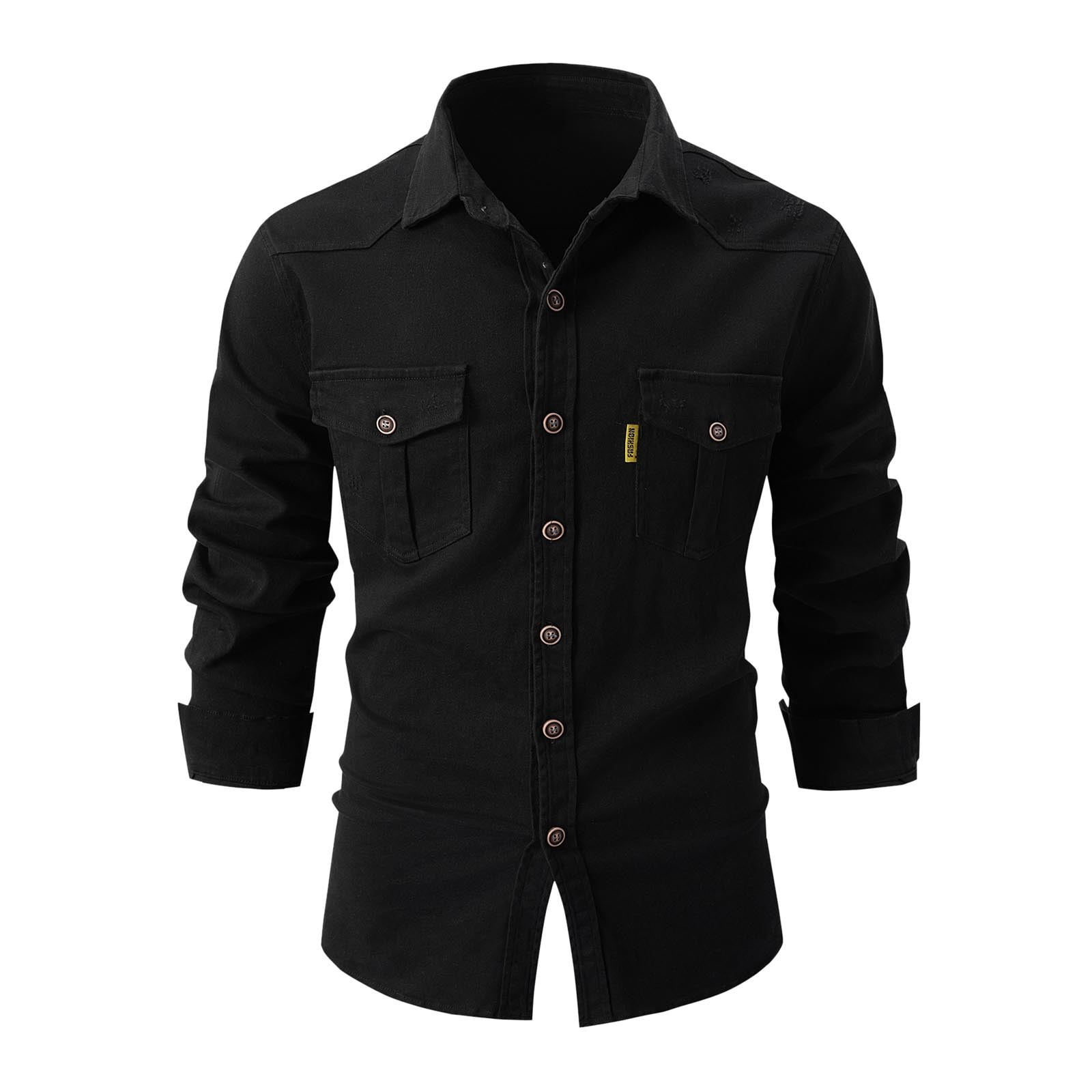 GHSOHS Mens T-Shirts Black Shirts for Men Spring Autumn Washed Dress ...