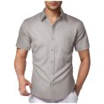thumbnail image 1 of GHSOHS Mens T-Shirts Summer Dress Shirts for Men Grey Button Down Shirts Long Sleeve Summer Casual Solid Dress Shirts Turn Down Collar Short Sleeve Beach Shirts Loose Fit Party Business Shirt S, 1 of 5