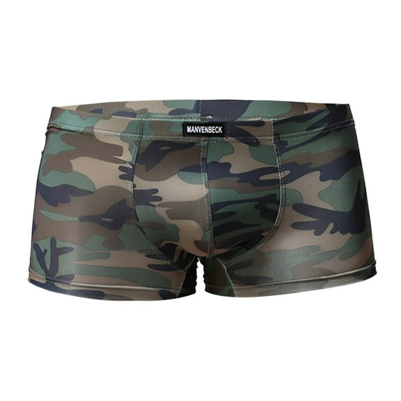 GHSOHS Mens Underwear Boxers Fashion Camouflage Print Low Waist Flat Briefs Breathable Soft Comfort Shorts Underpants 2Xl Camouflage