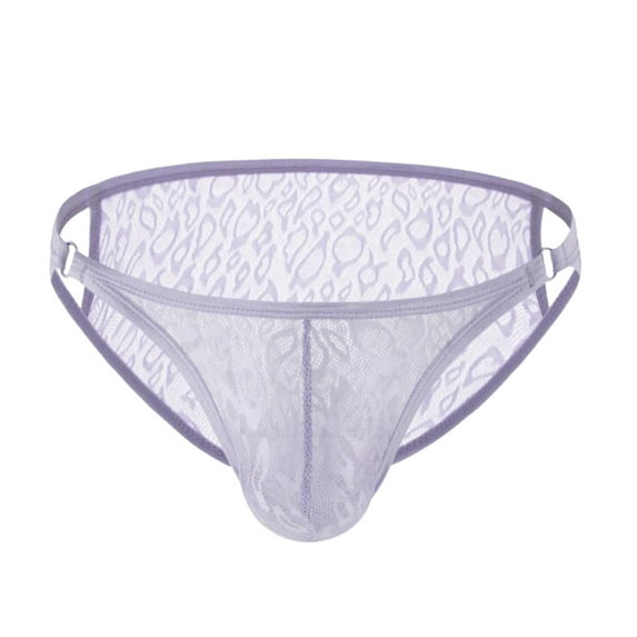 GHSOHS Mens Underwear Breathable Lace Printed Briefs String Bikini Low Rise T Back Panties Ultra Soft Thongs Underpants Boxers L