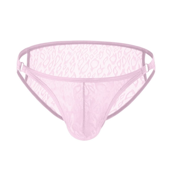 GHSOHS Mens Underwear Breathable Lace Printed Briefs String Bikini Low Rise T Back Panties Ultra Soft Thongs Underpants Boxers L