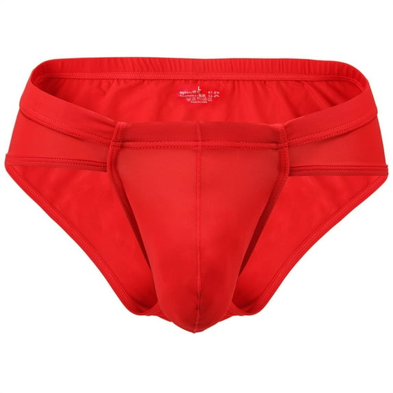 GHSOHS Mens Underwear Cotton Briefs Low Waist Solid Thong Comfort Seamless Breathable Boxer Underpants with Pouch L Red