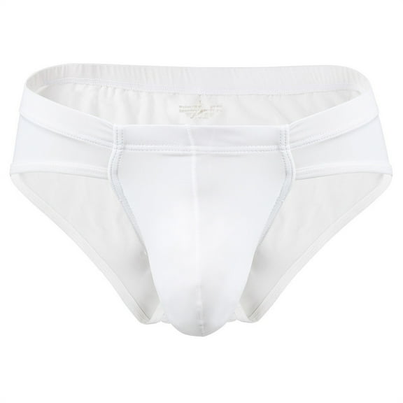 GHSOHS Mens Underwear Cotton Briefs Low Waist Solid Thong Comfort Seamless Breathable Boxer Underpants with Pouch M White