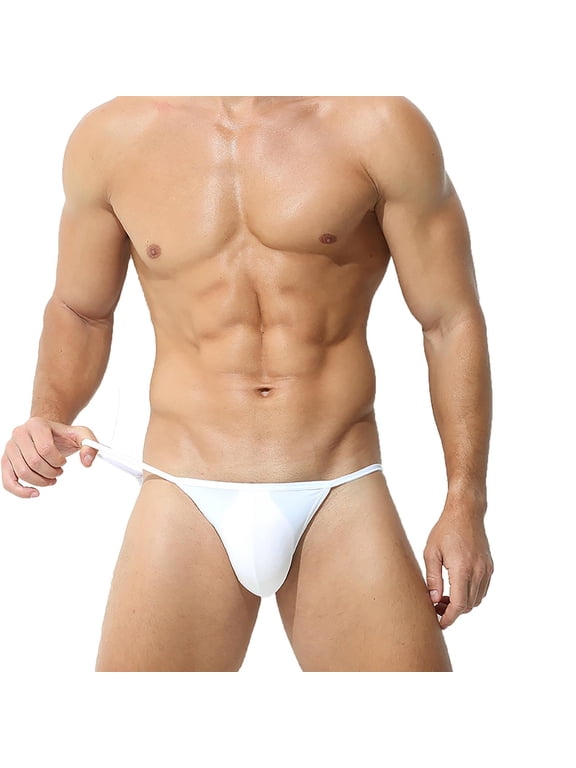 Mens Underwear Low Rise String Bikini Briefs Triangle Shorts Solid Stretch Anti-Chafing Soft Boxers Thongs Underpants XL