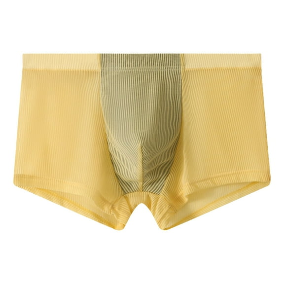 GHSOHS Mens Underwear Plus Size Mens Underwear Pouch Fashion Bikinis Men's Ice Silk Transparent Solid Color Underwear Breathable Square Bottomed Shorts Boxer Brief Cotton Underwear Silk Boxers,L