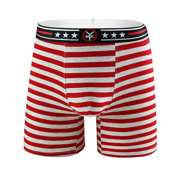 GHSOHS Mens Underwear Plus Size Underwear Man Trendy Multipacks Men's Cotton Underwear Lengthened Flat Angle Stripes Low Waist Track Running Wear Legs Boxer Brief Cotton Panties Lingerie for Men,XL