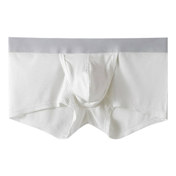 GHSOHS Mens Underwear Ribbed Knit Boxers Briefs Low Rise Underpants Soft Breathable Seamless Flat Brief Thongs Sleepwear Trunks L