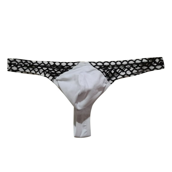 GHSOHS Mens Underwear Solid Color Fashion Ice Silk Mesh Briefs Low Rise String Bikini Boxers Thongs Sleepwear Underpants M