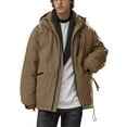 thumbnail image 1 of GHSOHS Mens Winter Coats Casual Loose Hooded Heavyweight Jacket Double Pockets Zipper Pockets Thick Padded Cargo Coat Outerwear(Coffee,L), 1 of 8