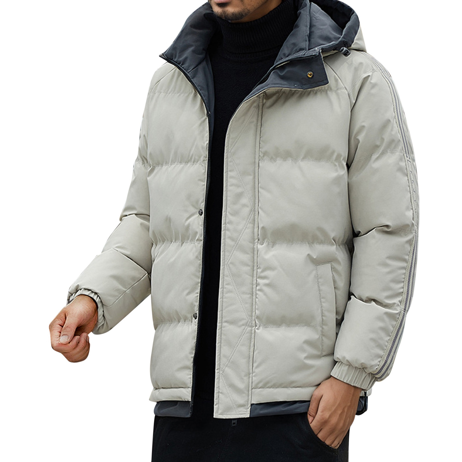 GHSOHS Mens Winter Coats Large Size Casual Jackets Windproof