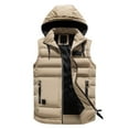 thumbnail image 1 of GHSOHS Mens Winter Coats Lightweight Jackets Sleeveless Vest Keep Warm Padded Cargo Coat Fashion Hooded Zipper Vest Outerwear Khaki XXL, 1 of 4