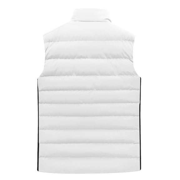 GHSOHS Mens Winter Coats Warm Vest Large Size Casual Loose Lined Down Vests Jacket Zipper Stand Collar Sleeveless Outerwear White L