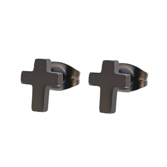 GHSOHS Minimalist Titanium Steel Cross Stud Earrings for Men Women Punk Fashion Gold Silver Plated Black Earrings Jewelry Gift