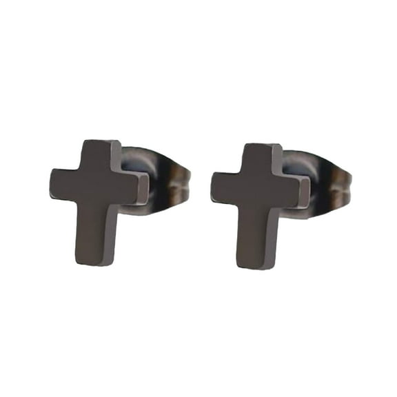 GHSOHS Minimalist Titanium Steel Cross Stud Earrings for Men Women Punk Fashion Gold Silver Plated Black Earrings Jewelry Gift