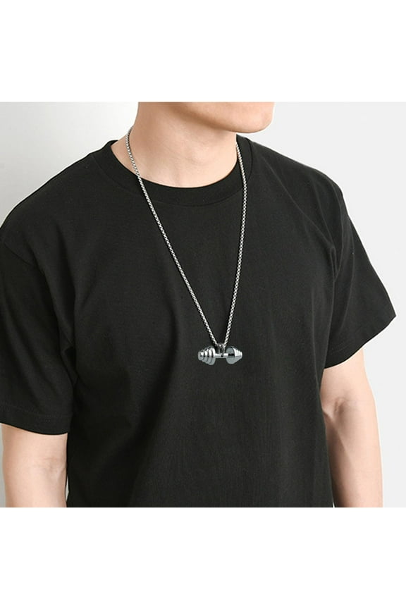 Necklaces for Women Birthstone Necklace Jewelry Y-Necklaces Dumbbell Pendant Necklace Titanium Stainless Steel Fitness Gym Jewerly Weight Plate Barbell Charm Necklace Choker Jewelry