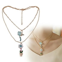 GHSOHS Necklaces for Women Cross Necklace for Women Jewelry Pendant Necklaces Double Layer Wear Diamond Water Drop Oil Necklace Imitation Pearl Fresh Flower Pendant Choker Necklace Clavicle Chain