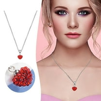 GHSOHS Necklaces for Women Delicate Non Tarnish Jewelry Choker Jewelry Women's Collar Necklaces Red Love Shaped Short Net Red Collarbone Chain Necklace Choker Necklace Clavicle Chain Jewelry Gift